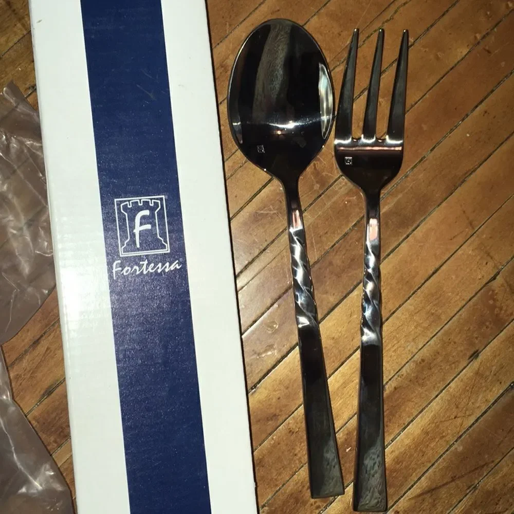 Fortessa wroght hostess set, stainless steel